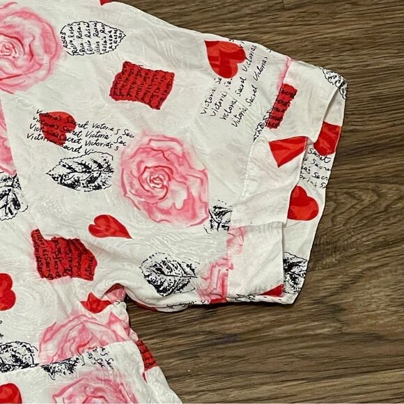 Vintage Victoria’s Secret Gold Label Cropped Silk Top White Pink Red Size Large - Picture 6 of 10